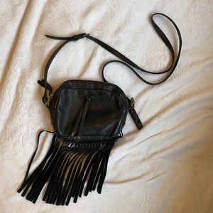 Black fringe crossbody bag